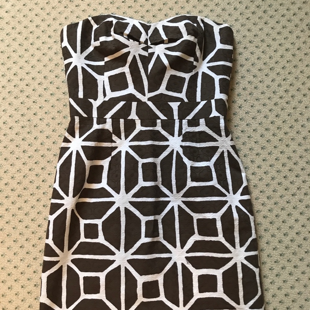 Trina Turk brown & white strapless dress size 4